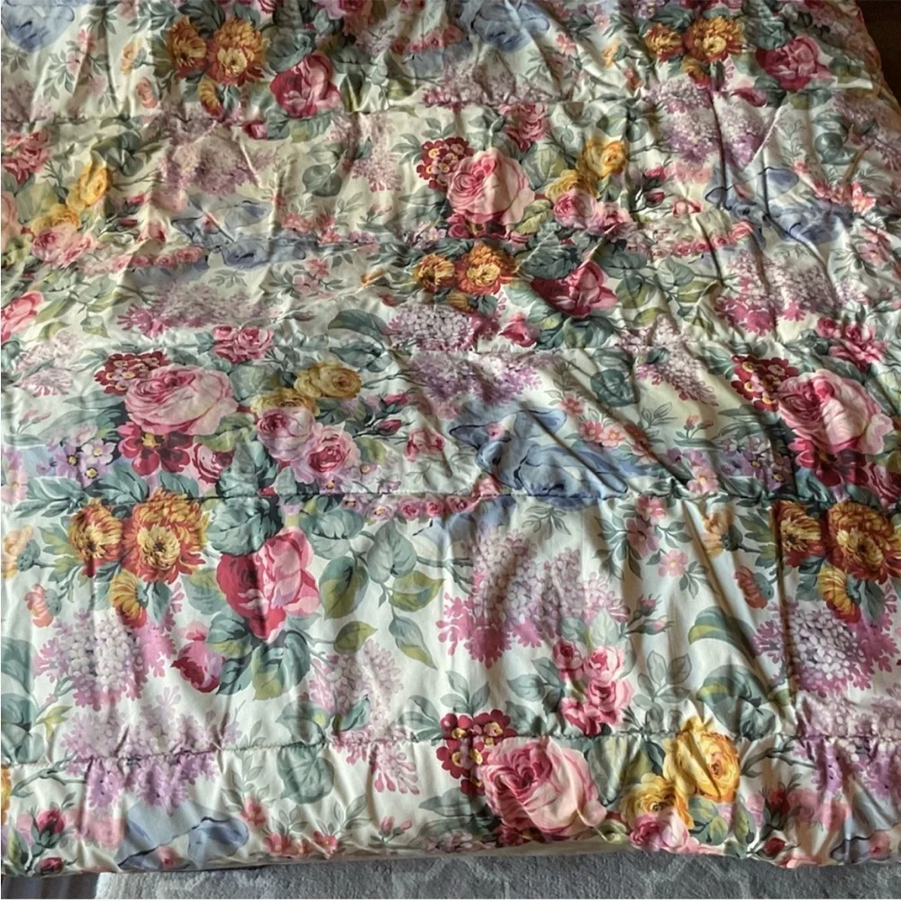 Vintage Ralph Lauren Allison floral king comforter 100% cotton blanket rare